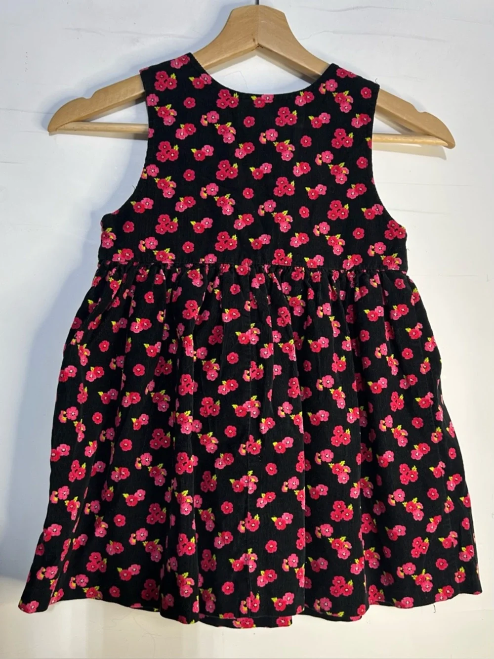 Gymboree Vintage Y2K Floral Black Ribbed‎ Dress Girls Size Large